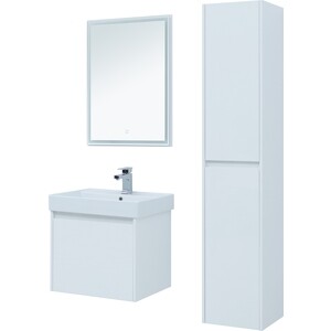 Мебель для ванной Aquanet Nova 60 c ножками, 2 ящика, белый глянец зеркало aquanet nova lite 90 с подсветкой белый глянец 242264