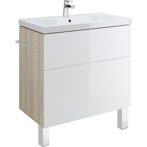 Мебель для ванной Cersanit Smart 80 с ножками, корпус ясень, фасад белый