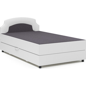 Кровать Шарм-Дизайн Шарм 100 серая рогожка и белая экокожа кровать шарм дизайн шармэль люкс 100 серая рогожка и белая экокожа