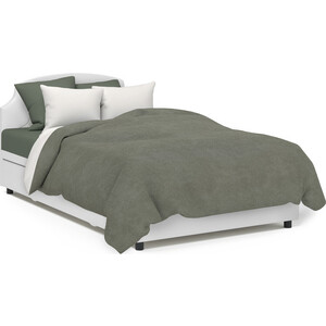 Кровать Шарм-Дизайн Шарм 100 серая рогожка и белая экокожа