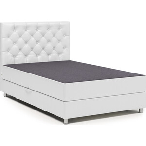 Кровать Шарм-Дизайн Шармэль 100 серая рогожка и белая экокожа