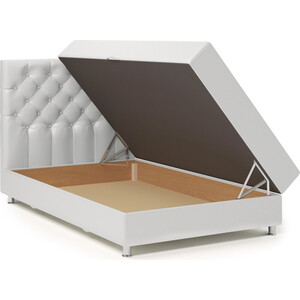 Кровать Шарм-Дизайн Шармэль 100 серая рогожка и белая экокожа