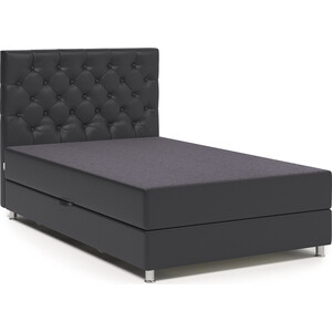 Кровать Шарм-Дизайн Шармэль 140 серая рогожка и черная экокожа кровать металлическая черная и красная brucciato с матрасом 180 x 200 см