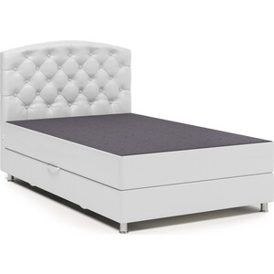 Кровать Шарм-Дизайн Премиум 100 серая рогожка и белая экокожа софа шарм дизайн трио экокожа белая и серая рогожка