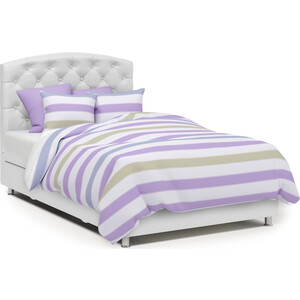Кровать Шарм-Дизайн Премиум 100 серая рогожка и белая экокожа
