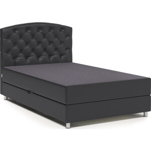 Кровать Шарм-Дизайн Премиум 100 серая рогожка и черная экокожа кровать металлическая черная и красная brucciato с матрасом 180 x 200 см
