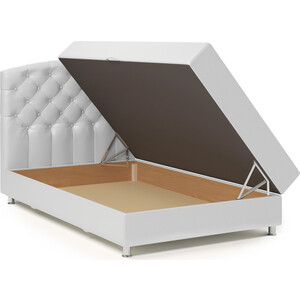 Кровать Шарм-Дизайн Премиум 100 фиолетовая рогожка и белая экокожа