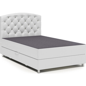 Кровать Шарм-Дизайн Премиум Люкс 100 серая рогожка и белая экокожа кровать шарм дизайн шармэль люкс 100 серая рогожка и черная экокожа