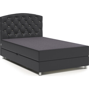 Кровать Шарм-Дизайн Премиум Люкс 100 серая рогожка и черная экокожа кровать шарм дизайн шармэль люкс 140 серая рогожка и черная экокожа