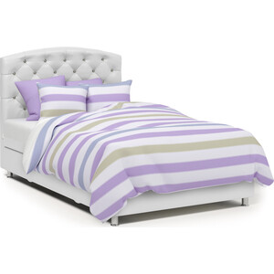 Кровать Шарм-Дизайн Премиум Люкс 100 фиолетовая рогожка и белая экокожа