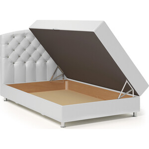 Кровать Шарм-Дизайн Премиум Люкс 140 серая рогожка и белая экокожа