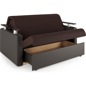 Диван-кровать Шарм-Дизайн Шарм 160 рогожка шоколад и экокожа шоколад