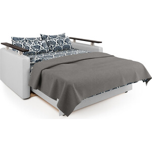 Диван-кровать Шарм-Дизайн Шарм 160 серая рогожка и экокожа белая