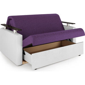 Диван-кровать Шарм-Дизайн Шарм 160 фиолетовая рогожка и экокожа белая