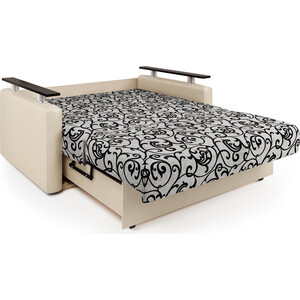 Диван-кровать Шарм-Дизайн Шарм 160 экокожа беж и узоры