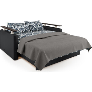 Диван-кровать Шарм-Дизайн Шарм 160 экокожа черная и серый шенилл