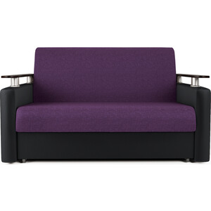 Диван-кровать Шарм-Дизайн Шарм 160 фиолетовая рогожка и черная экокожа