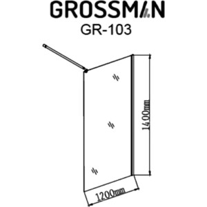 Шторка для ванны Grossman 120x140 алюминиевый профиль, стекло прозрачное (GR-103)