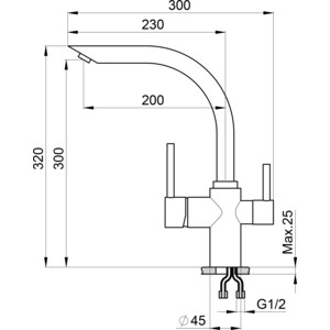 Смеситель для кухни Granula GR-2304 классик, с подключением к фильтру