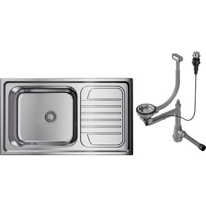 Кухонная мойка Omoikiri Haruna 86 IN с клапаном-автомат, нержавеющая сталь (4993451, 4956468) арматура для одночашевых моек omoikiri с круглым переливом и клапаном автомат wk 1 r ab a