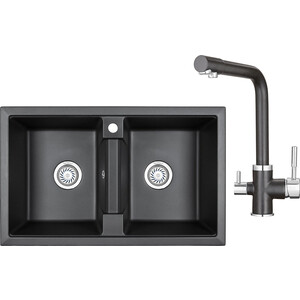 Кухонная мойка и смеситель Granula GR-8101, GR-2015 черный кухонная мойка и смеситель granula gr 8101 gr 2015 графит