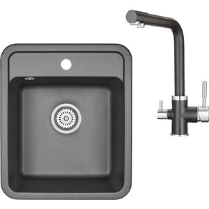 Кухонная мойка и смеситель Granula ST-4202, GR-2015 черный кухонная мойка granula standart st 4202 белый