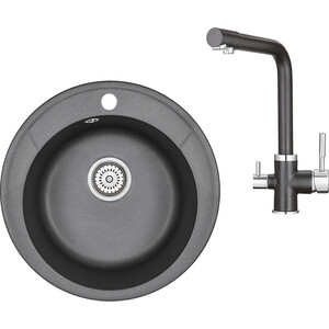 Кухонная мойка и смеситель Granula ST-4802, GR-2015 черный кухонная мойка granula standart st 4802 белый