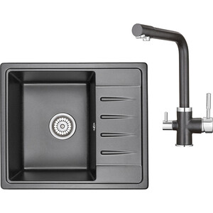 Кухонная мойка и смеситель Granula ST-5803, GR-2015 черный кухонная мойка granula standart st 5803