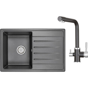 Кухонная мойка и смеситель Granula ST-7602, GR-2015 черный