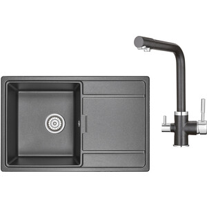 Кухонная мойка и смеситель Granula GR-7804, GR-2015 черный кухонная мойка и смеситель granula gr 8601 gr 2015
