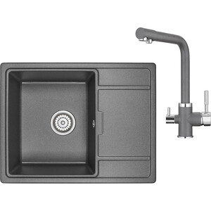 Кухонная мойка и смеситель Granula GR-6503, GR-2015 графит смеситель для кухни granula 7110 графит матовый