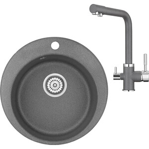 Кухонная мойка и смеситель Granula GR-4801, GR-2015 графит кухонная мойка granula standart st 4202 графит
