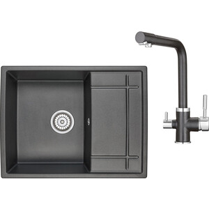 Кухонная мойка и смеситель Granula GR-6501, GR-2015 черный кухонная мойка granula gr 6501 алюминиум