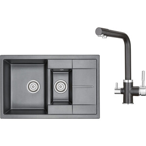 Кухонная мойка и смеситель Granula GR-7802, GR-2015 черный среднеразмерный смеситель granula