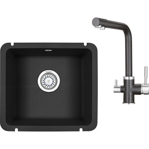 Кухонная мойка и смеситель Granula GR-3601, GR-2015 черный