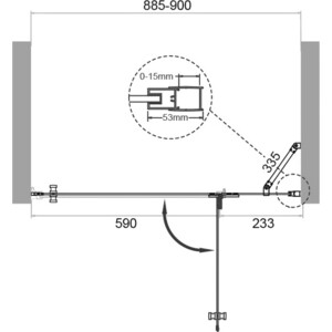 Дверное полотно BelBagno Kraft R 90х195 правая, прозрачное, хром (KRAFT-60/30-C-Cr-R)