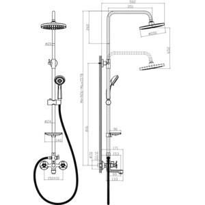 Душевая система Rossinka со смесителем, хром (Q02-46)