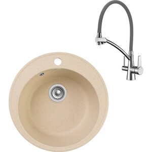 

Кухонная мойка и смеситель GranFest Quarz GF-Z08, Lemark Comfort LM3071C-Gray с сифоном, бежевая, Quarz GF-Z08, Lemark Comfort LM3071C-Gray с сифоном, бежевая