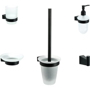 Набор аксессуаров Fixsen Trend 5 предметов, черный набор аксессуаров для ванной комнаты доляна статика 4 предмета дозатор 300 мл мыльница 2 стакана белый