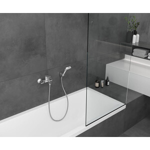 Смеситель для ванны Hansgrohe Vernis Shape с душевым гарнитуром, черный матовый (71450670, 24160672)