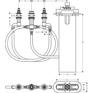 Механизм Hansgrohe для смесителя на борт ванны, на четыре отверстия (13440180)