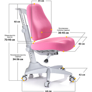 Стол с креслом Mealux Winnipeg Multicolor PN столешница белый дуб, накладки розовые и серые (BD 630 MG + PN + Y-528 KP)