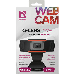 Веб-камера Defender G-lens 2579 HD720p 2МП (63179)