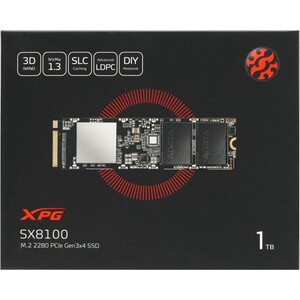 Твердотельный накопитель A-DATA SX8100 SSD 1TB, 3D TLC, M.2 (2280), PCIe Gen 3.0 x4 (ASX8100NP-1TT-C)