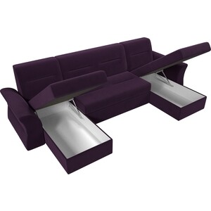 АртМебель П-образный диван Клайд велюр фиолетовый