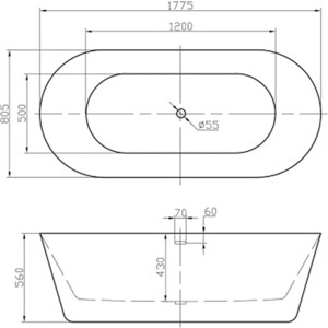 Акриловая ванна BelBagno 180х80 слив-перелив бронза (BB306-1775, BB39-OVF-BRN)