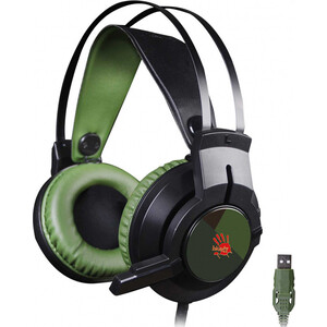 Гарнитура A4Tech Bloody J450 черный/зеленый (J450) гарнитура игровая проводная sven ap u980mv синий 2 2м