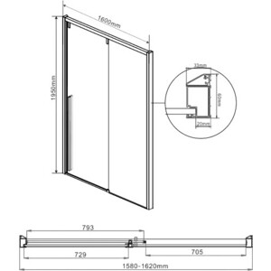 Душевая дверь Vincea Lugano VDS-1L-1 160х195 прозрачная, хром (VDS-1L160CL-1)