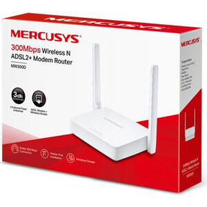 Роутер беспроводной Mercusys MW300D N300 10/100BASE-TX/ADSL белый (MW300D)