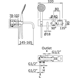 Термостат для ванны Cezares Czr хром (CZR-B-VDM2-T-01)